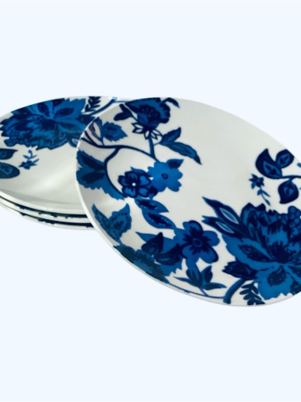Royal Norfolk Blue and White Floral Dessert Salad Plates Set of 4 New with Tags